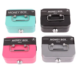 Money Safe Box Mini Cash Box Metal Key Money Bank Small Security Lock Box Portable Sturdy Lockable Coin Boxes