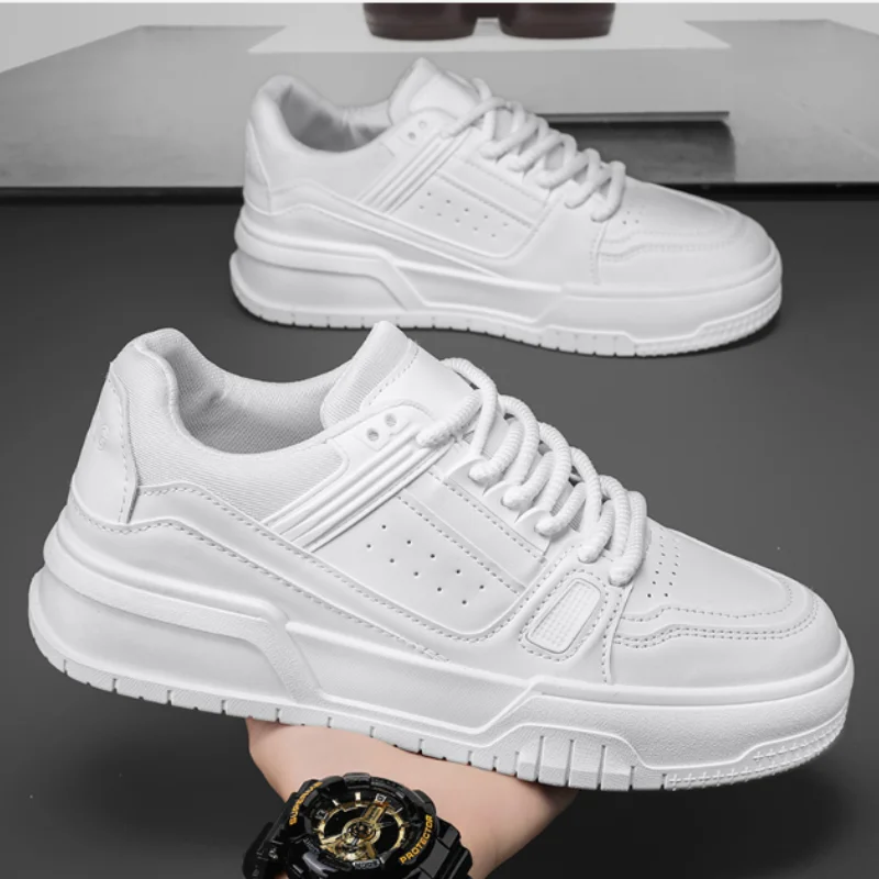 2024 Summer New Small White Shoes Men Casual Leather Shoes Board Shoes Men Anti-slip Wear Increase Thick Sole Sports Shoes Men