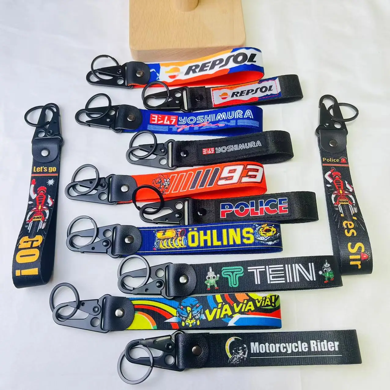 Motorcycle Keychain Racing Bike Keyring Nylon Lanyard Cool Key Tag For Yoshimura REPSOL OHLINS TEIN 93 POLICE Moto Accessories