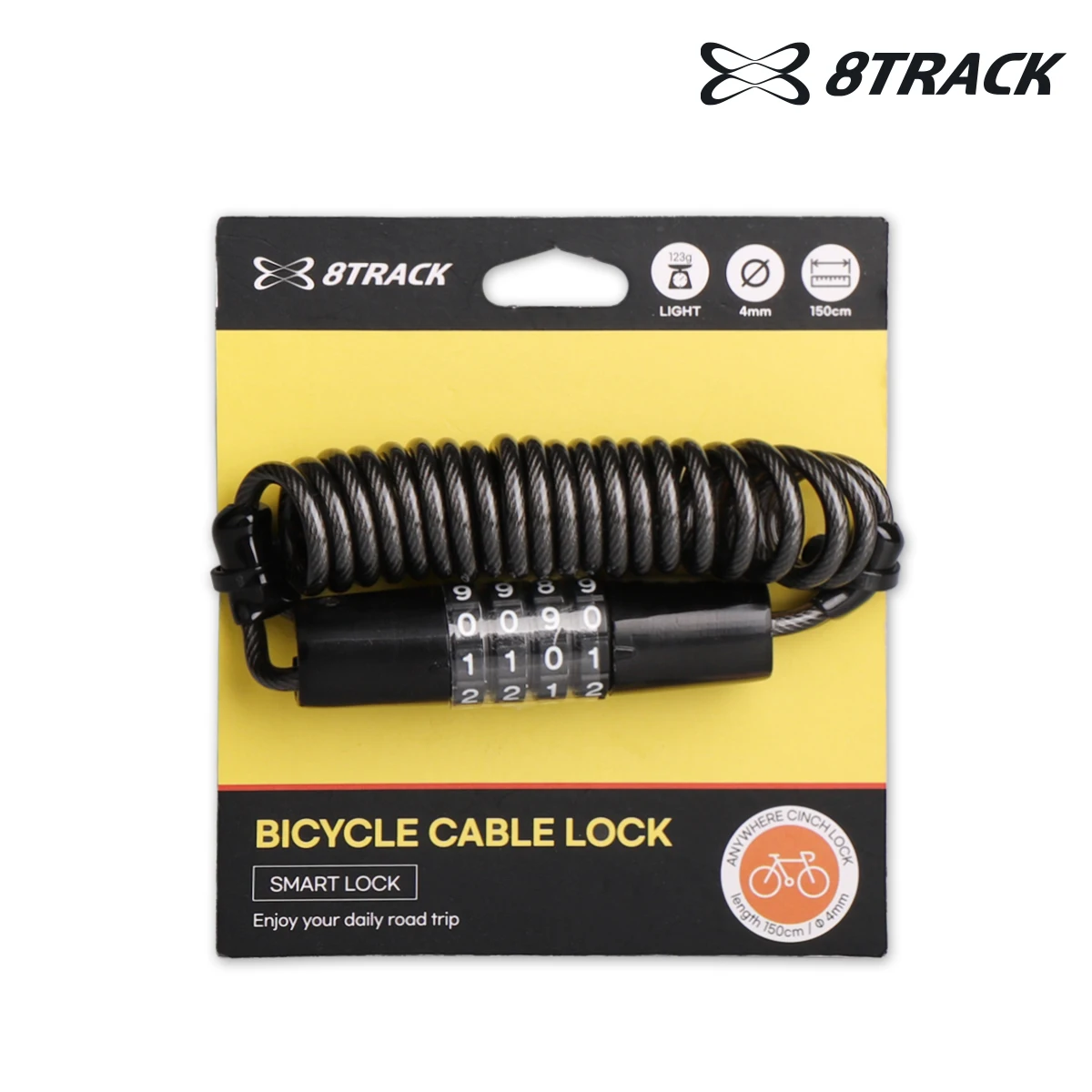 8 Track Bike Mini Number Key Lock Coal Cable Lock