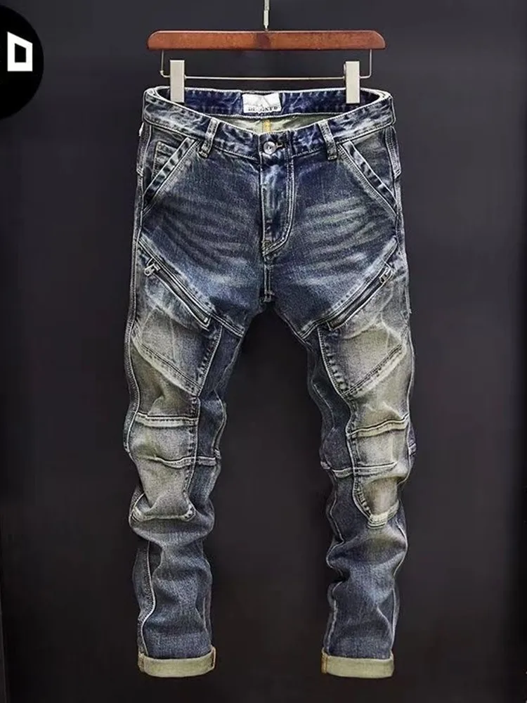 2024 frühling und Herbst Neue Mode Trend Retro Einfarbig Elastische Kleine Beine männer Casual Entspannt Bequeme Atmungsaktive Jeans