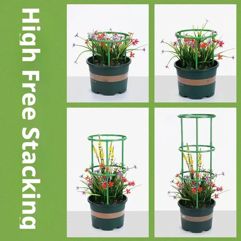 10PCS Tomato Cages Trellis Plastic Column Vine Plant Bracket Potted Flower Plant Support Pile Stackable Tomato Tower Plant Cage view 5
