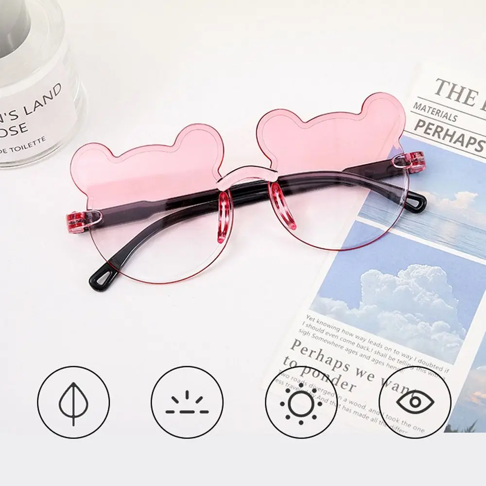 New PC Kids Sunglasses Party Gradient Cartoon Bear Little Bear UV375 Children Rimless Sun Glasses for Boys Girls