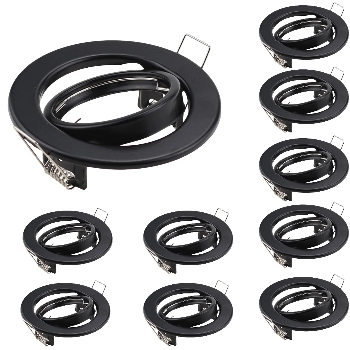 10PCS Round Adjustable Round Adjustable Metal LED Recessed Ceiling Light Frame for GU10 MR16 Bulb Fitting Mounted Spotlights