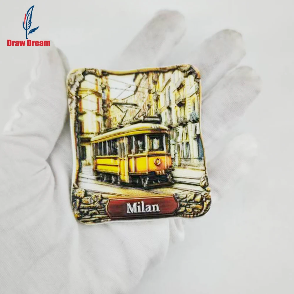 1Pc Milan Refrigerator Magnet World Travel Souvenir Collection Suitable for Home and Office Decoration, Personalized Exclusive Travel Souvenir Magnetic Refrigerator Magnet, Home Decoration, Kitchen, Room, Office, Cabinet Crafts Gift, Holiday Souvenir, Exquisite Small Gift