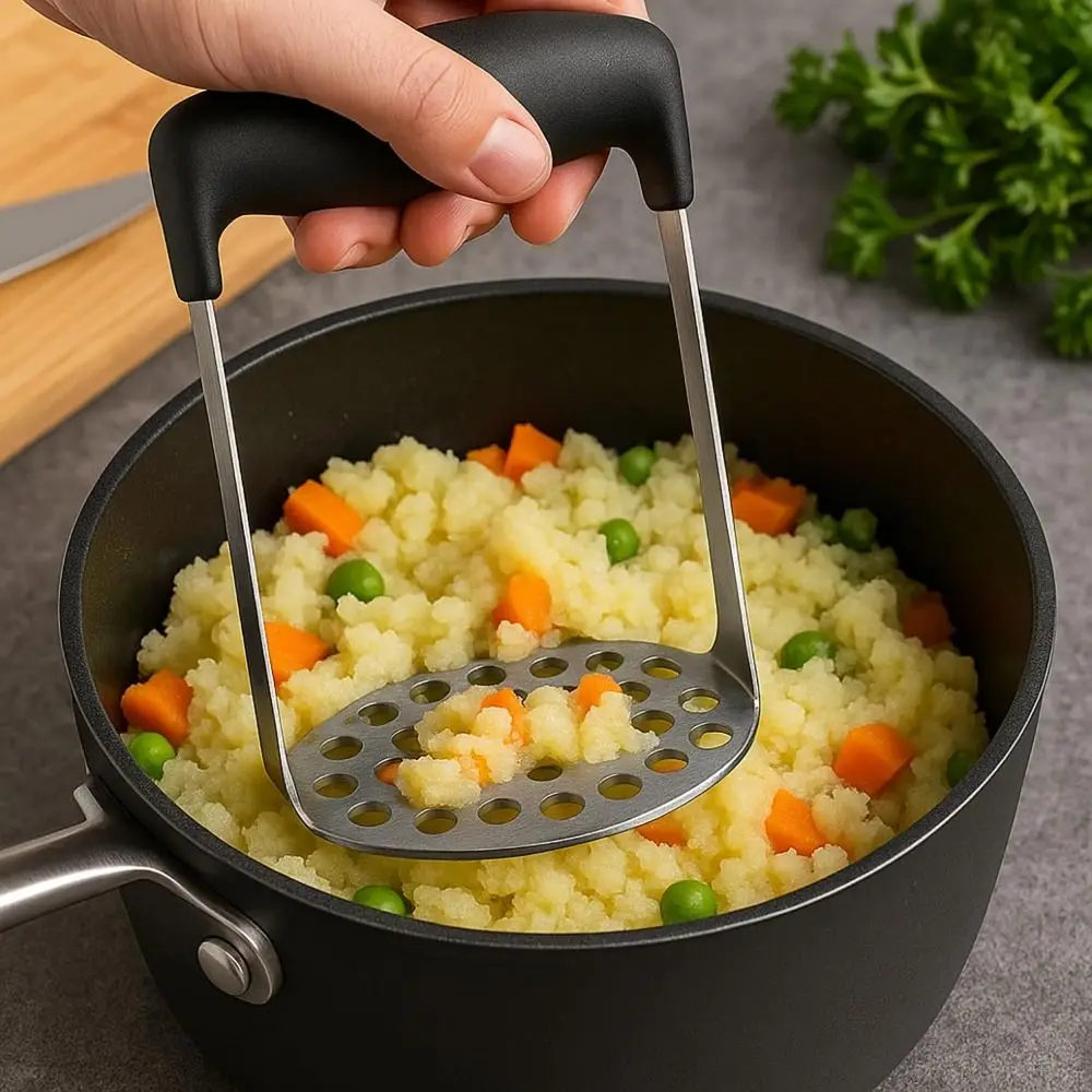 Triturador de Patatas de Alta Resistencia, Antioxidante, Multiusos, de Acero Inoxidable, Herramienta Profesional para Triturar Frutas y Verduras