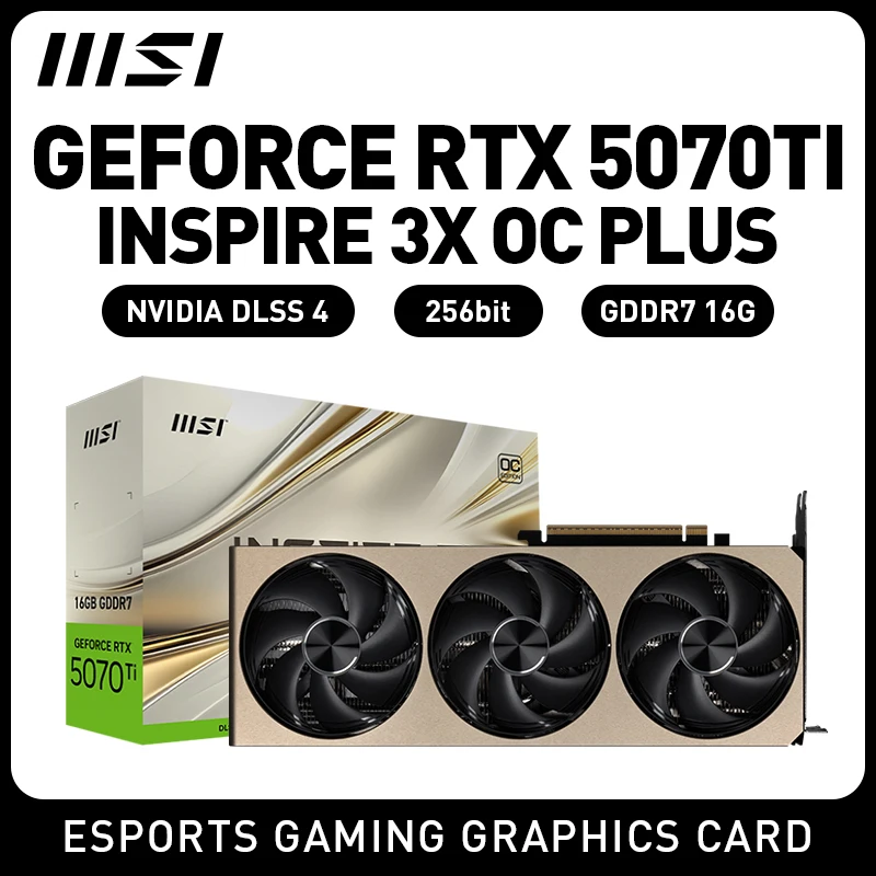 

MSI RTX5070Ti 16G INSPIRE 3X OC PLUS GDDR7 Настольный киберспортивный дизайн игр Профессиональная видеокарта Независимая видеокарта