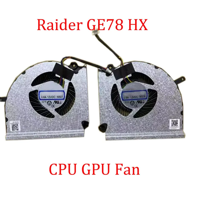 Laptop CPU GPU Fan For MSI Raider GE78 HX 13VI 13VH 13VG 14V 14VIG 14VHG 14VGG 14VFG MS17S1 MS-17S1 0.6A 12VDC New