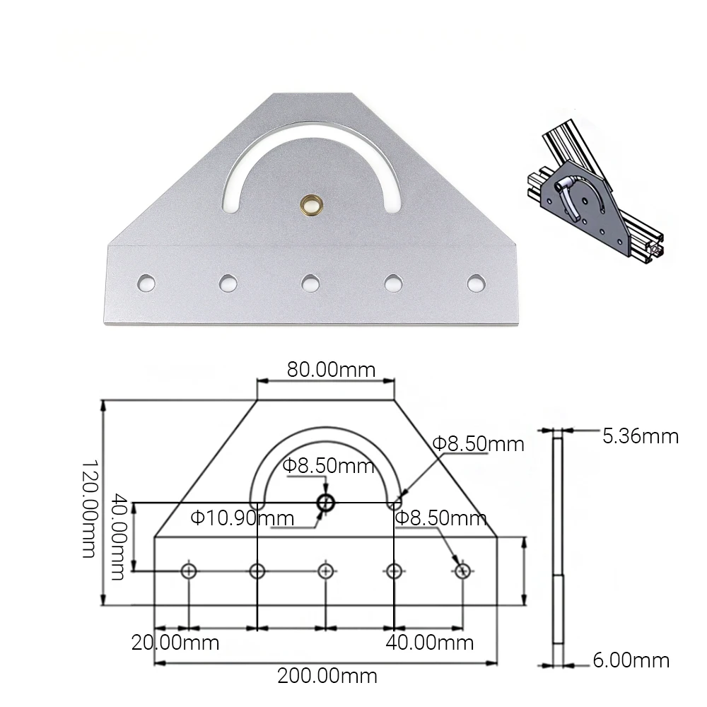 1PCS 90 Degree 180 Steering Connecting Plate 4040 Connector Locking Block For 4040 V-slot Aluminum Profile Angle Holder view 2