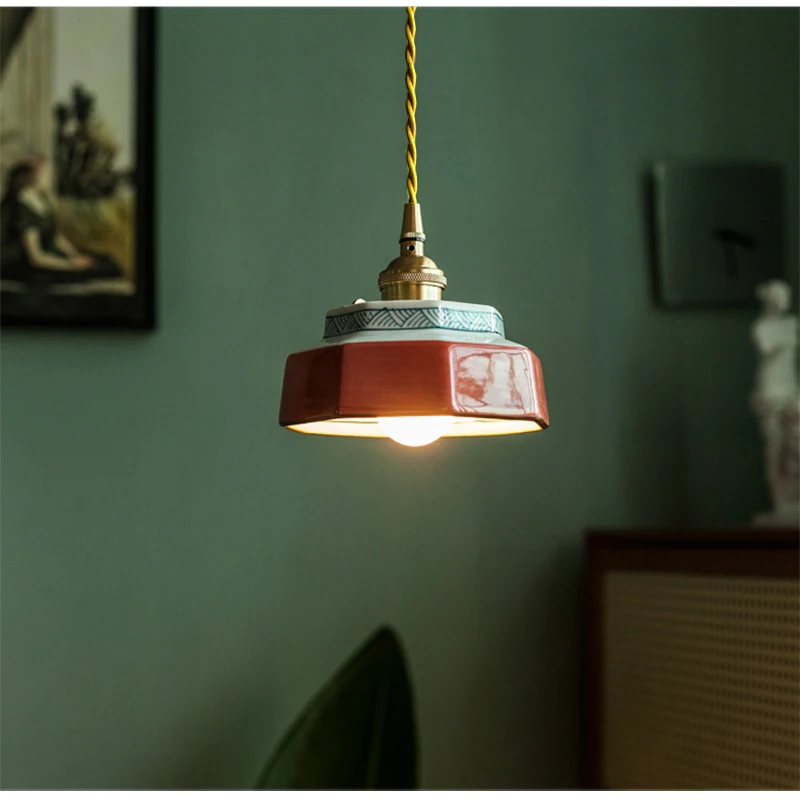 Vintage Ceramic LED Pendant Light Cafe Loft Dining Room Bedside Home Decor Japanese Chandelier Hanging Lamp Luminaire Kitchen