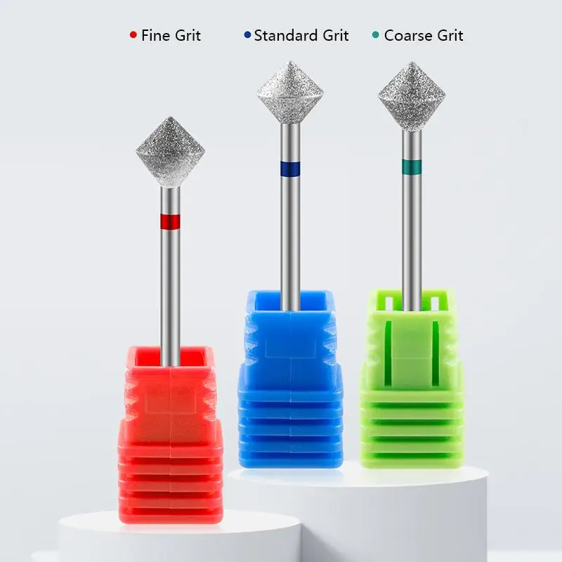 1 Pcs 마름모 네일 드릴 비트 다이아몬드 전자 파일 비트 전기 네일 드릴 머신에 대 한 둥근 가장자리 매니큐어 페디큐어 그라인딩 헤드