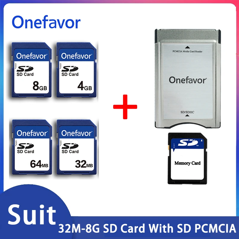 Onefavor SD Card Suit With SD PCMCIA Card 32MB 64MB 128MB 256MB 512 MB 1GB 2 SDHC Memory SmartCard 90MB/S For Speaker CNC