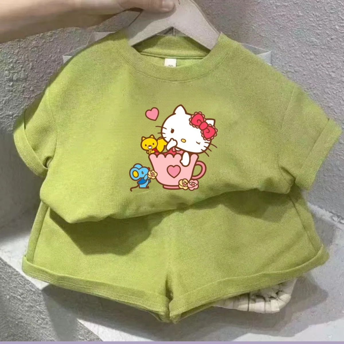 Summer Baby Clothes Set Kid Girls Cartoon Printed Short Sleeve T-Shirts Top And Shorts Bottom 2 Pieces Suit Children Tracksuits