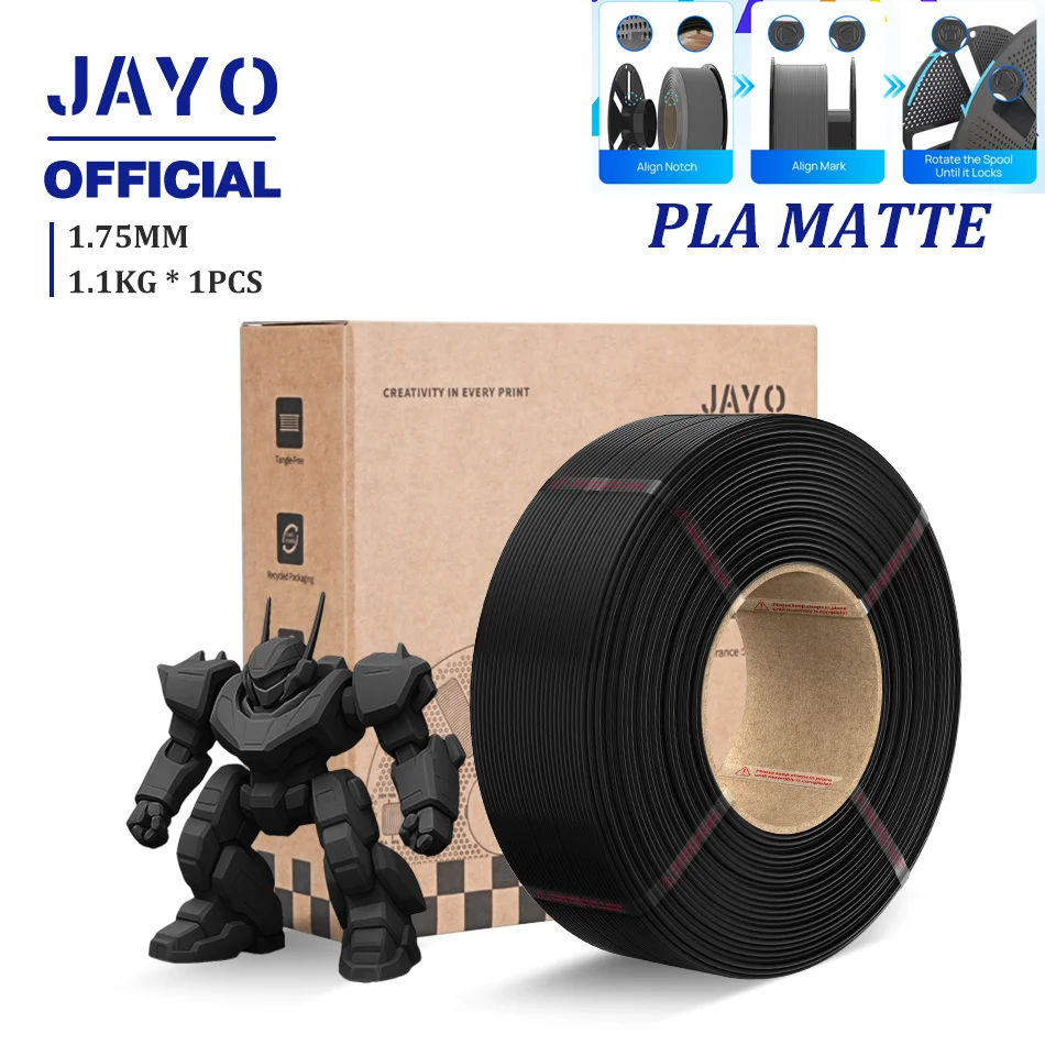 JAYO 3D-Drucker-Filament Nachfüllpack PLA/PETG/PLA+ Nachfüll-Filament 1,1 kg ohne Spule PLA-Filament für wiederverwendbare Spulen Kompatibel mit Bambu Labs