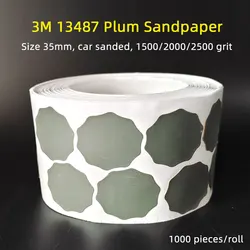 3M 401Q Plum Blossom Sandpaper Roll 1 Inch Round Point Sanding Disc Car Paint Surface Fine Grinding 2000 Grit Back Glue 35mm