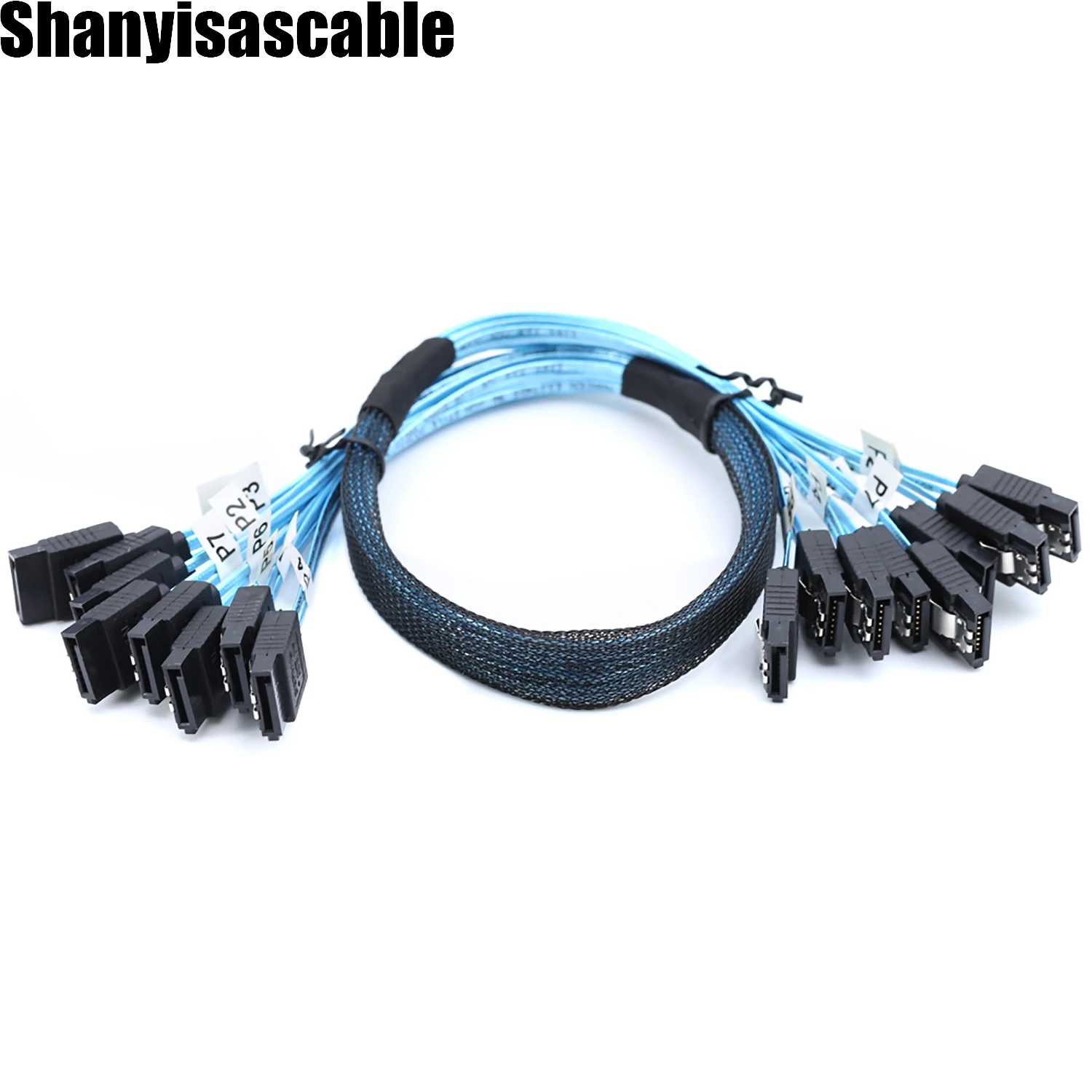 1.0M 8Pcs/Set-12Gbps to 8Sata HDD-SSD Data-Cable SAS Cable Replacement for Bitcoin Computer-Server CD DVD Drives