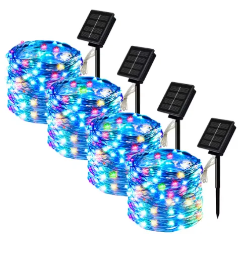 8Modes lumières féeriques solaires extérieures LED fil de cuivre lumières décoration de la saint-valentin mariage anniversaire Camping décor