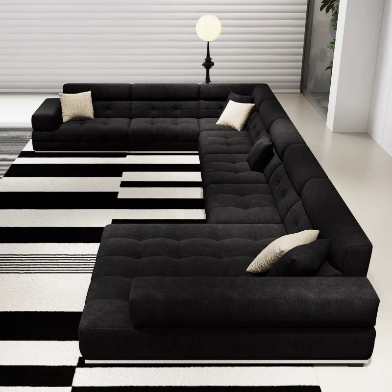 Sofa combination fabric upgraded designer sofa, dark high backrest straight corner princess sofa