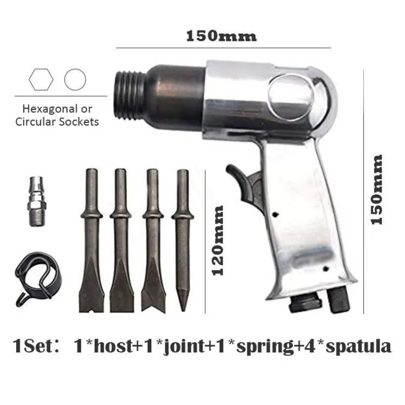 

150mm Powerful Air Hammer Professional Handheld Pistol Gas Shovels Small Rust Remover Cutting Pneumatic Tool Air Chisel Kit