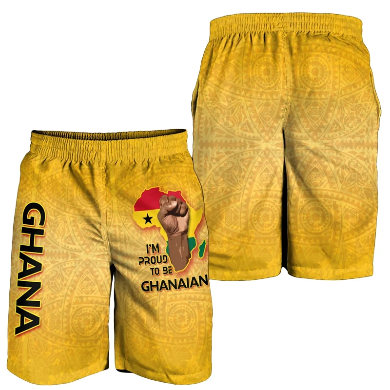 Ghana Flag Map 3D Print Short Pants For Men Clothes Casual Hawaiian Beach Shorts Surfing Boy Trunks GHA National Emblem Trousers