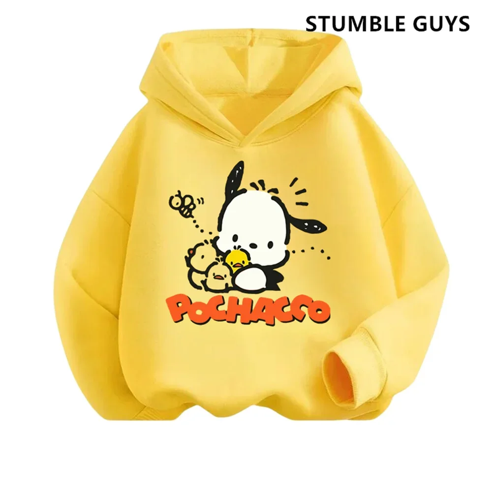 Fahion Pochacco Trucksuit Cartoon Boys and Girls 3-14 Years Old Kawaii Street Casual Sweatshirt Children\'s Sports Hoodie Set