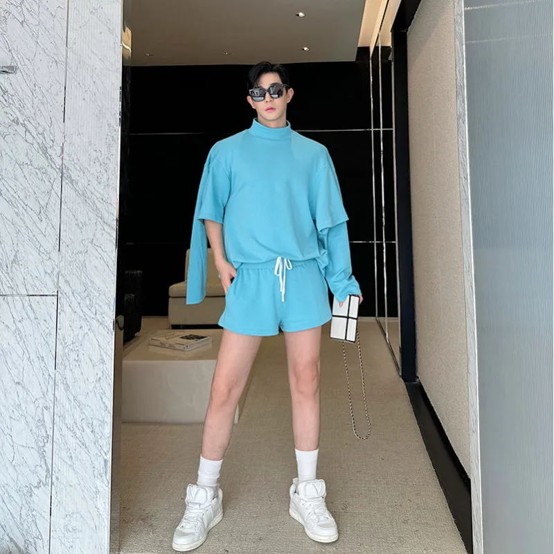 

Men's Casual Spor Hoodie Set Small Batch Design Multi-Sve ort Pants Korean Sle Two-Piece Set High-End Feel round Nec...