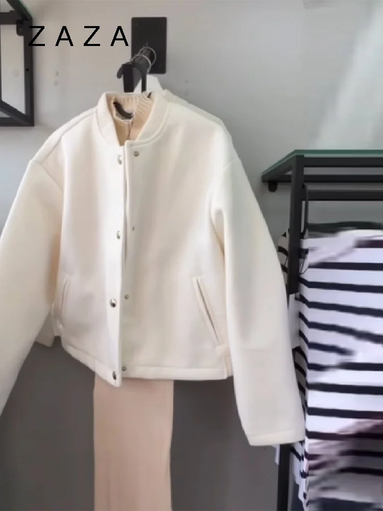 

Autumn Winter Woolen Blended Solid Jacket For Women O Neck Single Breasted Casual Coat 2025 New Lady Fashion Commuter Streetwear