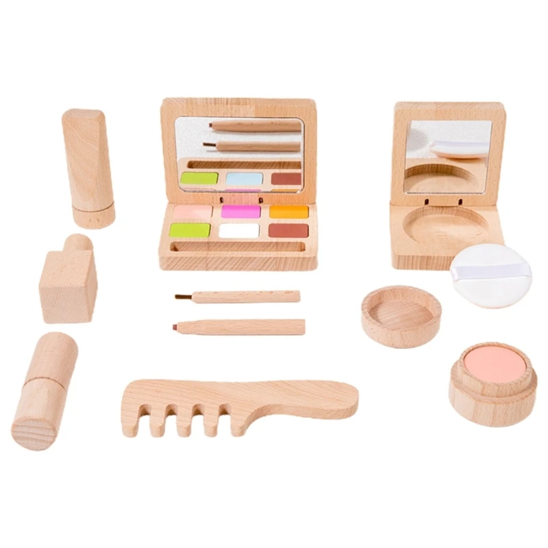 Kit de maquillage d'éducation précoce pour filles, outils habiles, jouet de maquillage en bois, gadgets pour médecins ou maquillage