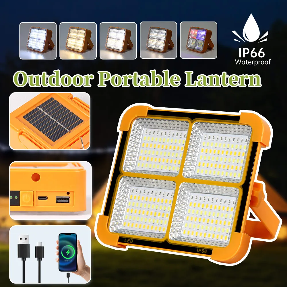 Outdoor Solar Portable Lantern Lamps  Solar Led Camping Light Power Tent Light Emergency Flashlight USB Rechargeable Led Lamp