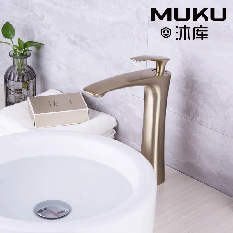 Nordic Brass Brushed Gold Bathroom Basin Faucet Hot And Cold Water Mixer Tap Black Bath Cabinet Faucet Toilet Heightening Faucet