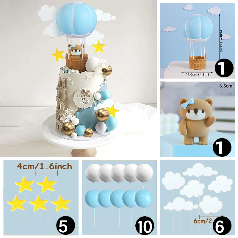 Bär Kuchen Dekorationen Heißluft Ballon Figur Rosa Blau Bär Kuchen Ornament Für Mädchen Junge Baby Dusche Geburtstag Party Dekorationen – Detail 7