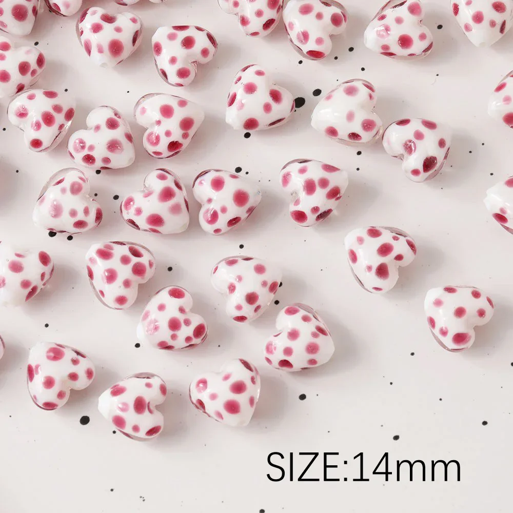 4PCS Heart Shaped Glass Beads Love Pendants Charms for Jewelry Making Necklace DIY Hand Made Supplies Accessories