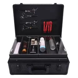 Hairdressing Toolbox High-capacity Makeup Storage Case With Lock Password Box Double-deck Barber Tools Black Golden 