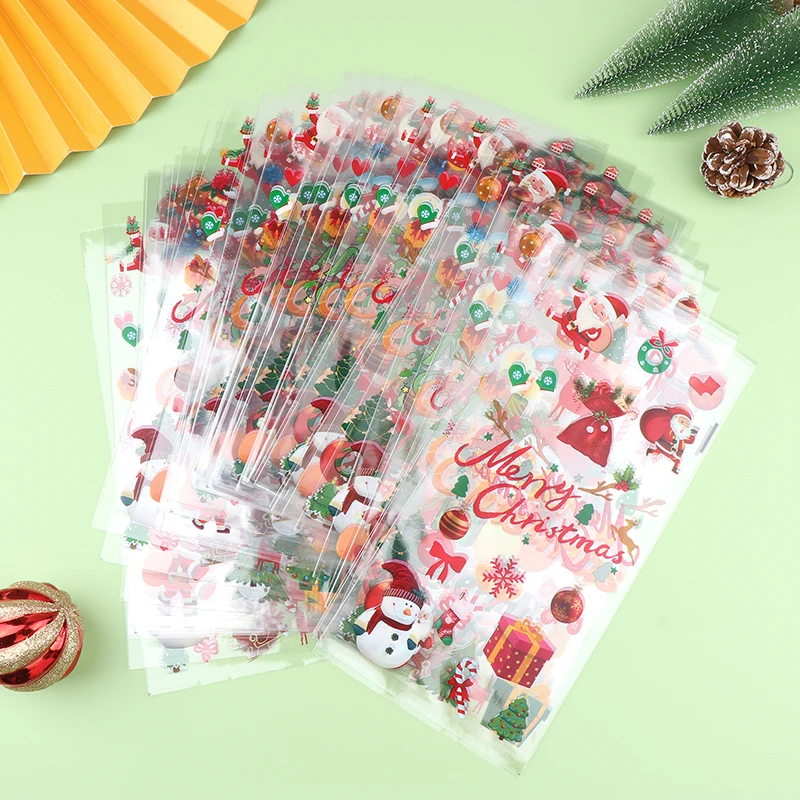 50pcs Christmas Series Candy Bags Santa Snowman Gift Bag Christmas Decorations 2024 Xmas Gift Bags Cookies Packing Supplies