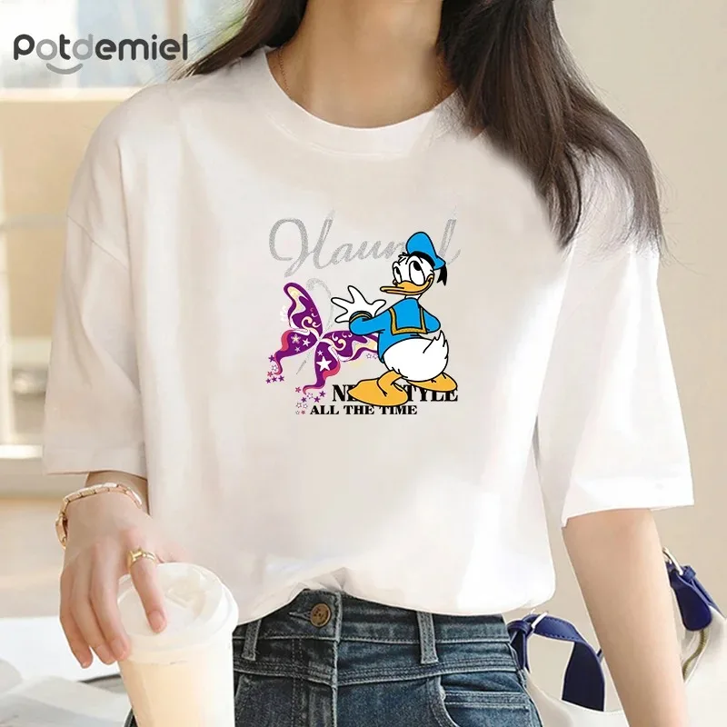 Mickey Minnie Donald Duck Luffy Women T-shirt Personality Trend Casual T-shirt Clothing Street Creative top Women short sleeve