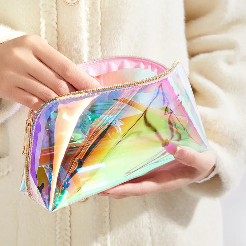 FUDEAM PVC Women Travel Transparent Storage Bag Toiletries Organize Waterproof Cosmetic Bag Portable MakeUp Bag Female Wash Bag