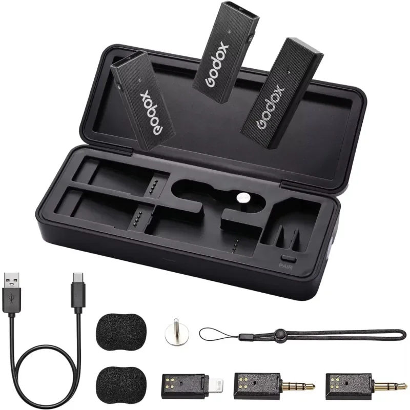 WAP01 Movelink Mini LT Kit Wireless Microphone System, 2.4GHz Lavalier Mic 100m(328ft.) Range with Charging Case for