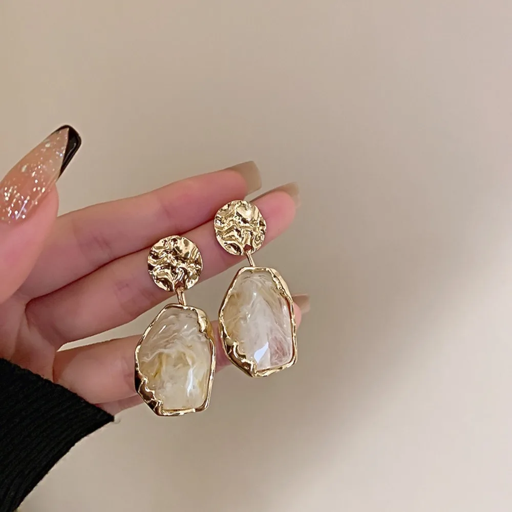

Fashion Zircon Round Earrings Vintage Square Stone Hoop Gold Color Small Jewelry Girl