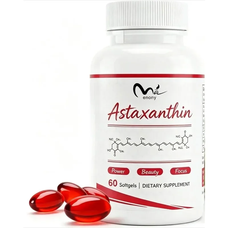 Astaxanthin 12mg Capsules, Natural Astaxanthin From Haematococcus Pluvialis, Provide Antioxidant Support for Skin and Eye Health