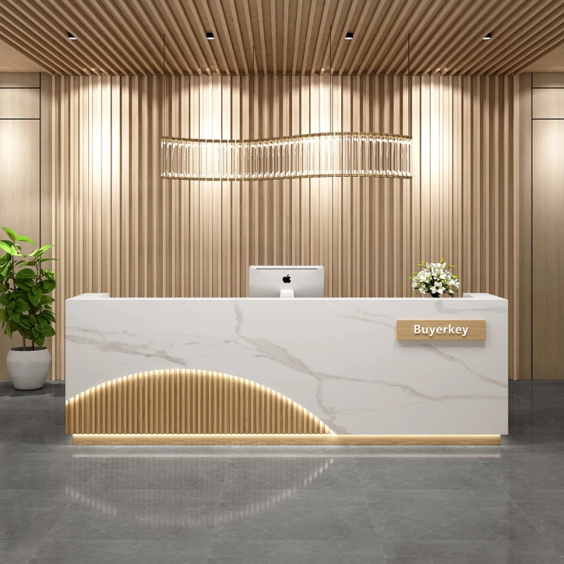 Modern Clothing Stores Checkout Counters Training Institutions Faux Marble Checkout Counter Reception Desks Furniture JT40C