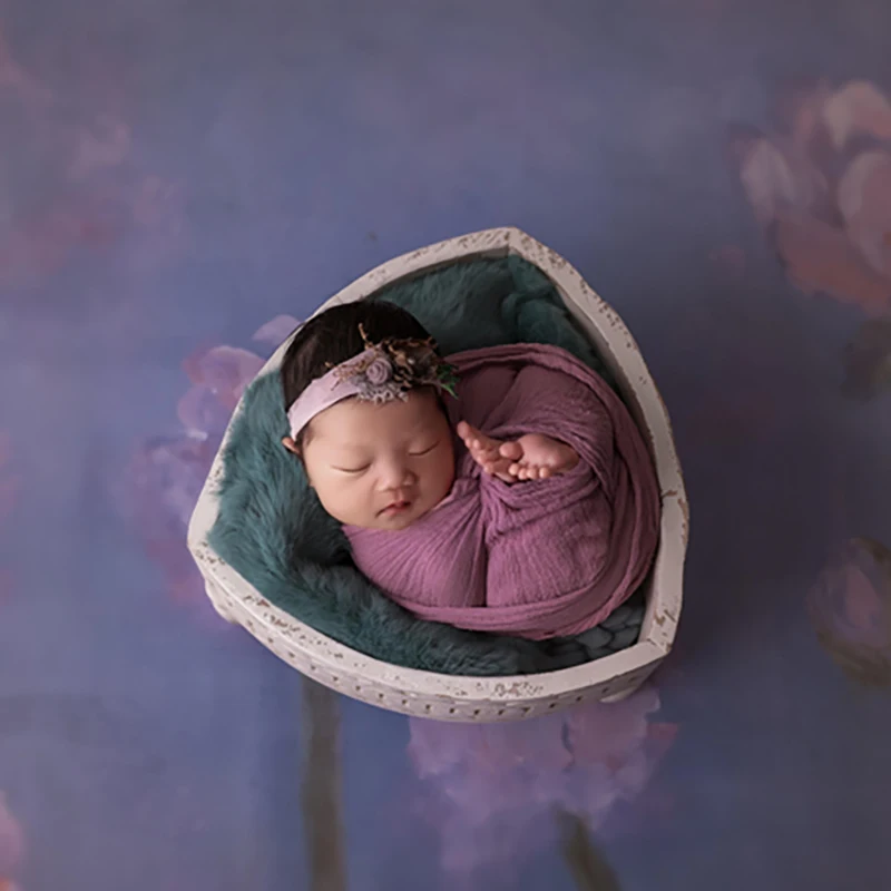 Alat peraga fotografi bayi, perlengkapan fotografi kayu gaya Vintage, pemodelan kreatif bingkai bayi aksesori latar belakang Studio