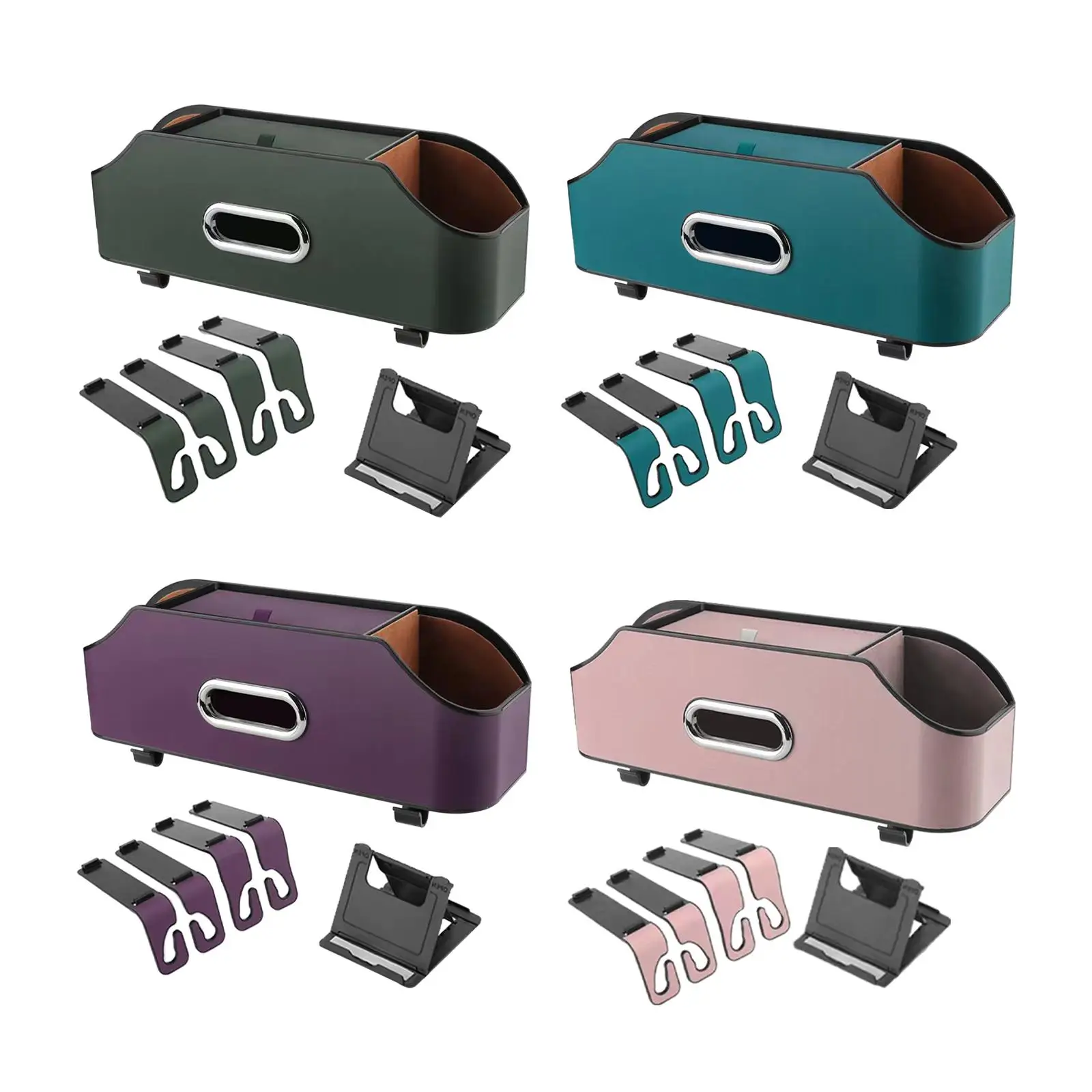 Car Seat Back Organizer with Cup Holder Storage and Tissue Box Holder Detachable Multifunctional Backseat Storage Box for Truck