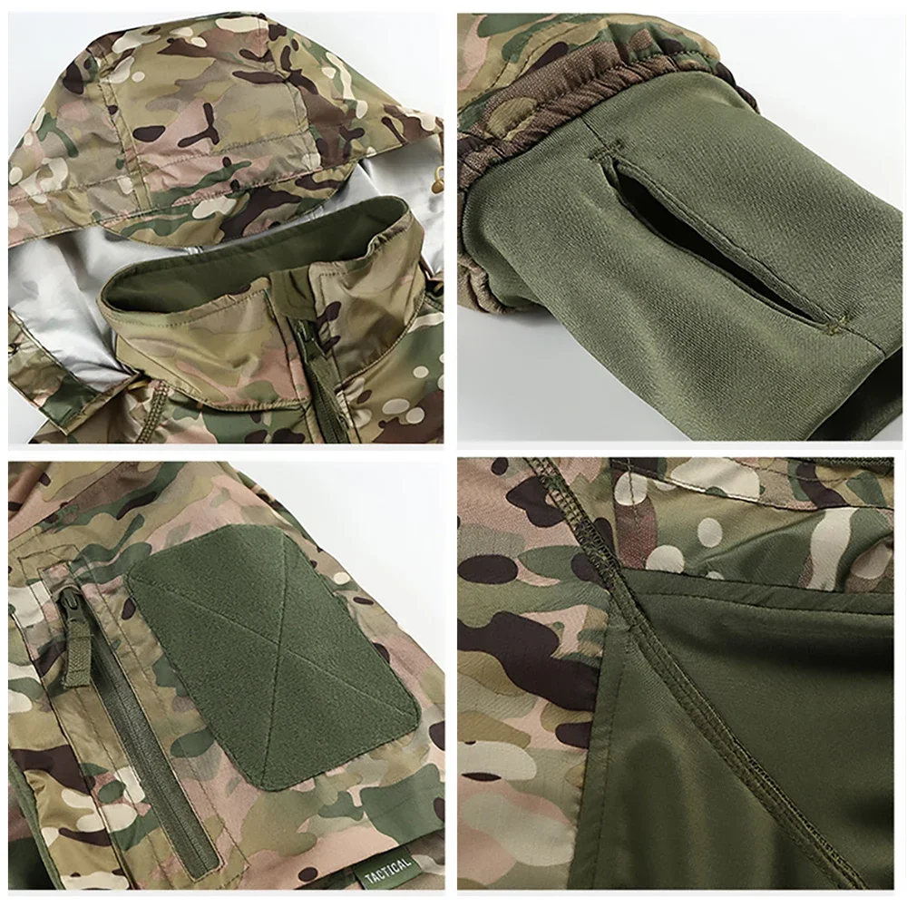 Imagem -03 - Jaqueta Tática Impermeável Masculina Blusão Camuflagem Cabolsa de lã com Capuz Moletons Macios à Prova de Vento Caminhadas Roupas de Caça