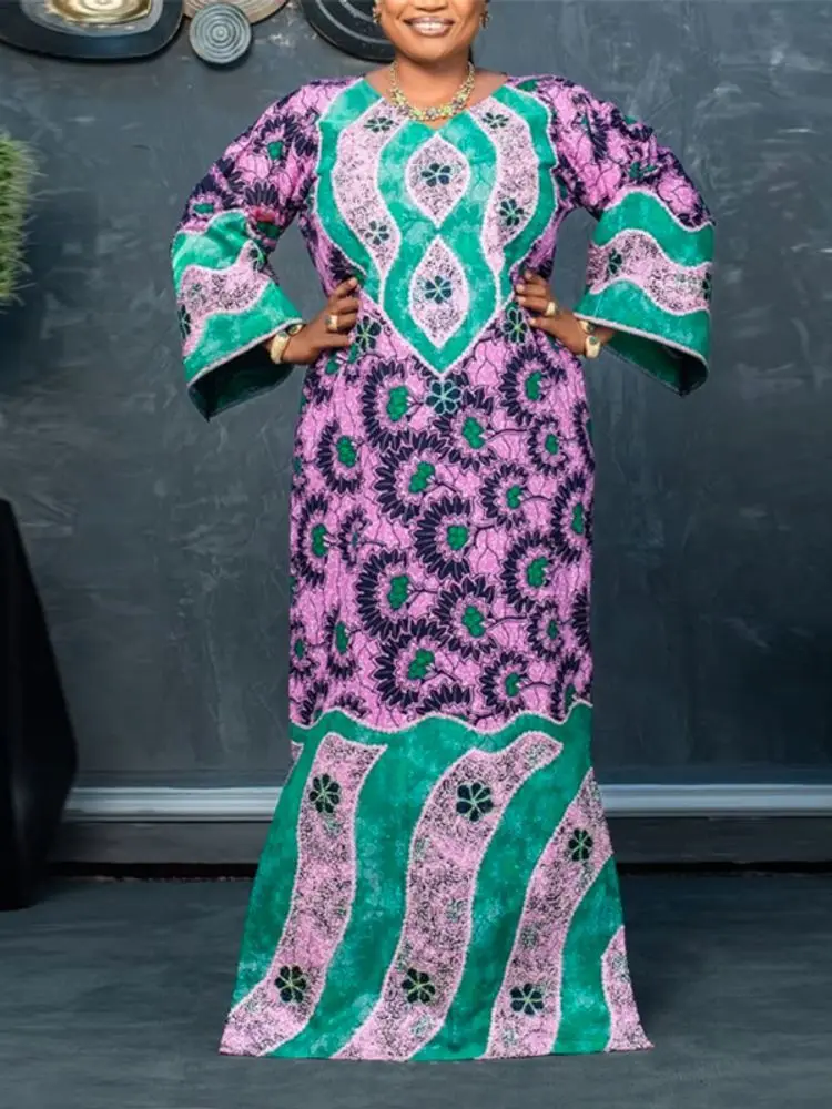 VONDA, Vestidos largos con estampado Vintage para mujer, Vestidos largos bohemios informales de manga larga con cuello en V, bata de fiesta a la moda de talla grande 5XL