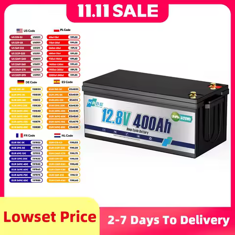 HRBEEnergy 12V 400AH LiFePO4 Lithium Battery Pack 200A BMS For Golf Carts Off-Grid Trolling Motor Campers Home Energy Storage