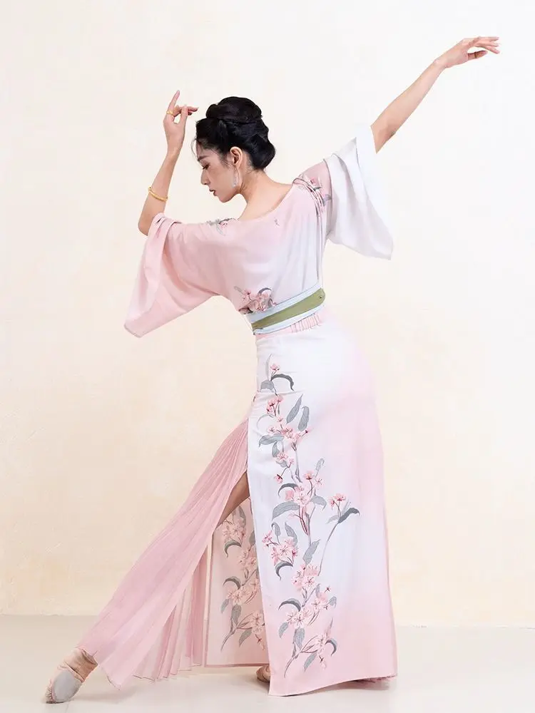 أزياء رقص على شكل زهرة متدفقة مجانية، أزياء رقص كلاسيكية بأكمام مائية، أزياء وانغ شيي بنفس النمط بيجونيا #6