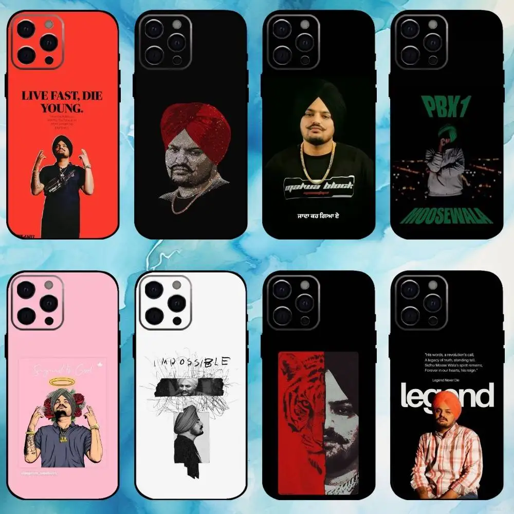 

Rapper S-Sidhu Moose Wala Phone Case For iPhone17,16,15,14,13,12,11 Plus,Pro Max Soft Black Cover