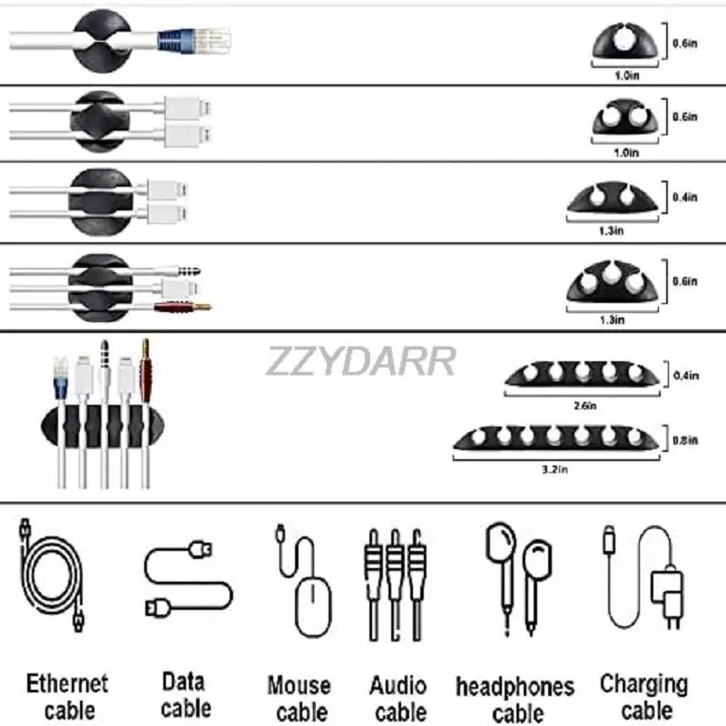 151 PCS Cable Organizer Clips with Cable Sleeve Split Self Adhesive Clips Holder Roll Self Tie Fastening Ties for Home Office