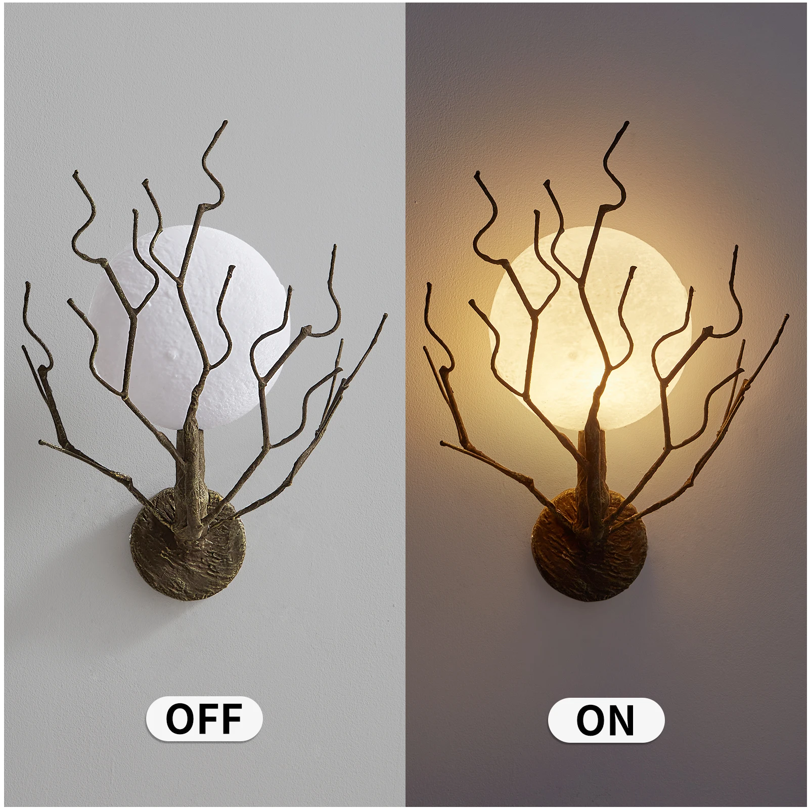 Vintage Farmhouse Sconce Wall Decor Antique Wall Sconce with Resin & Acrylic Moon Shade, Unique Rustic Gothic Wall Sconce
