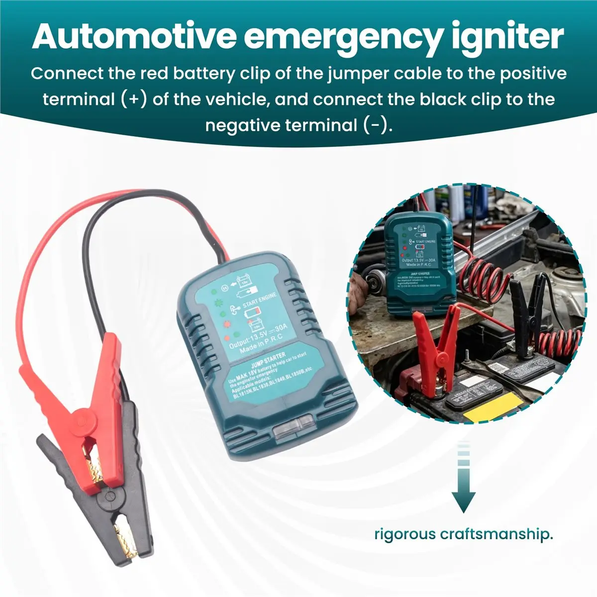 A62Z Jumper Cables Jump Kit for Makita 18V Battery, Jump Starting Adapter Auto Booster Cable for Jump Starting Car Using Tool